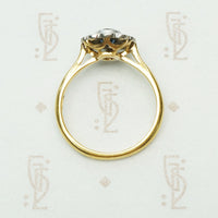 Deep Blue Sapphire and Diamond Flower Ring
