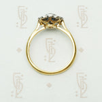 Deep Blue Sapphire and Diamond Flower Ring