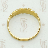 Unusual Twisted Gold Band with Flowers & Facets