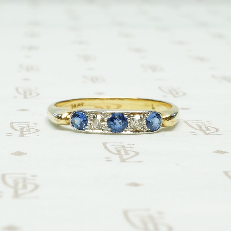 sapphire and diamond band 18k yellow gold