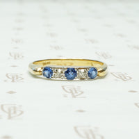 sapphire and diamond band 18k yellow gold