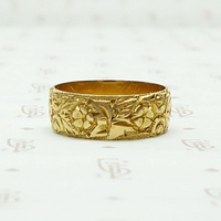 Heavily Engraved English Cigar Band in 18ct Gold