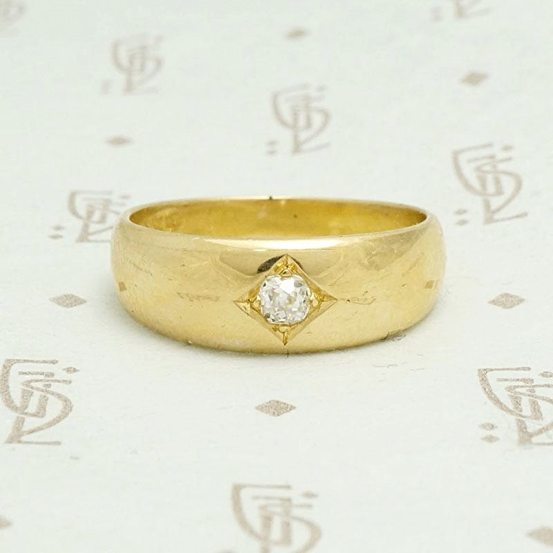 Victorian 18k Gypsy Band with Old Mine Diamond