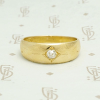 Victorian 18k Gypsy Band with Old Mine Diamond