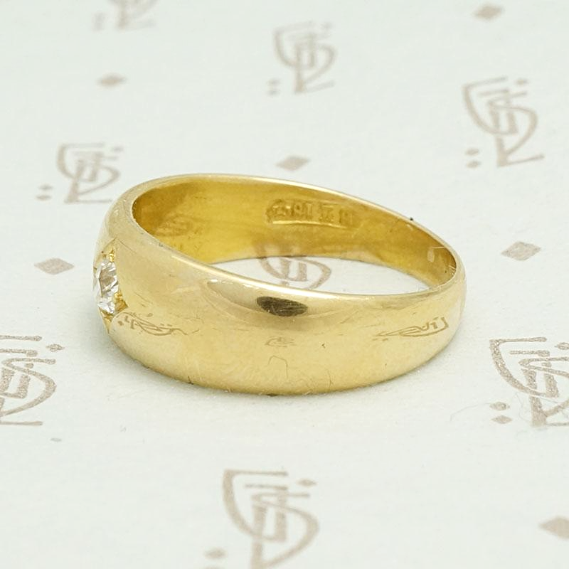 Victorian 18k Gypsy Band with Old Mine Diamond