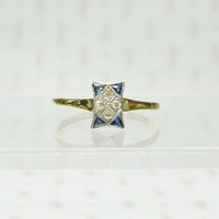 deco sapphire and diamond gold and platinum art deco pinched square