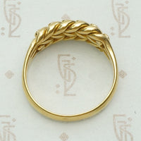English 18ct Braid & Ball Keeper Ring
