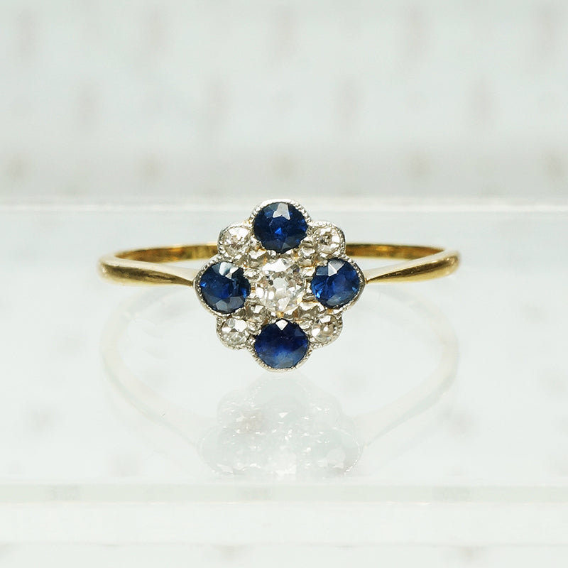 X Marks The Spot A Delightful Antique Diamond and Sapphire Ring
