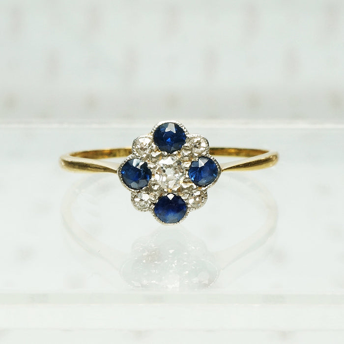 X Marks The Spot A Delightful Antique Diamond and Sapphire Ring