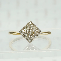 square on point platinum on 18k yellow gold omc diamond cobblestone ring