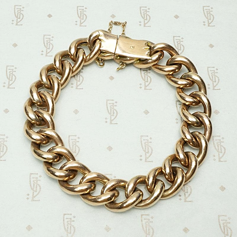 Glossy Rosy Gold Victorian Curb Bracelet, back view