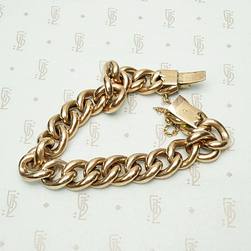 Glossy Rosy Gold Victorian Curb Bracelet, back view