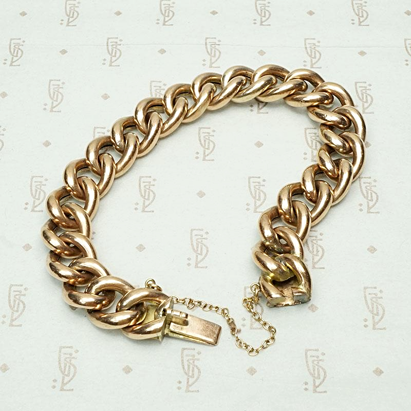Glossy Rosy Gold Victorian Curb Bracelet