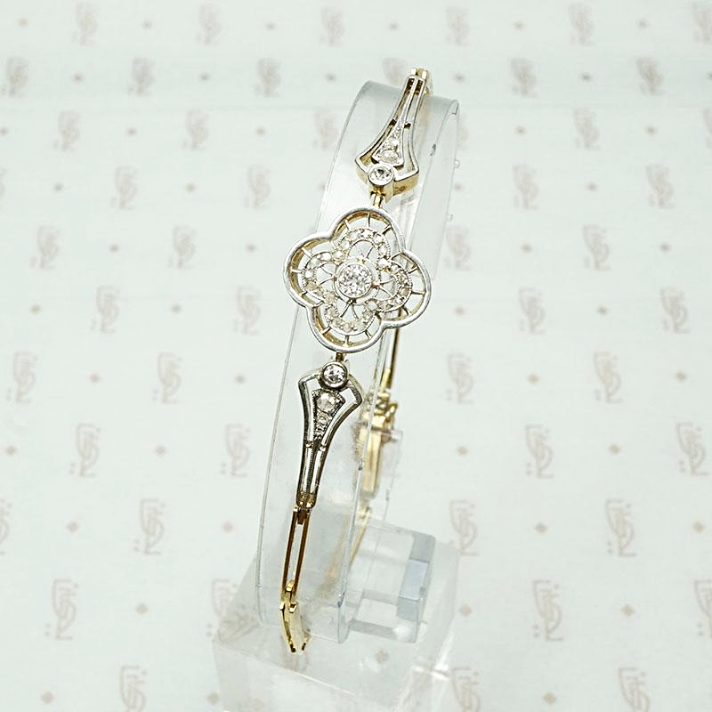 Edwardian Diamond Quatrefoil Bracelet in Platinum & 18k Gold