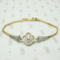 Edwardian Diamond Quatrefoil Bracelet in Platinum & 18k Gold