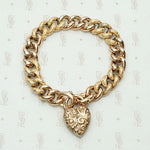 Engraved & Embossed Rose Gold Heart Lock Bracelet