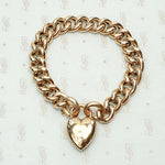 Engraved & Embossed Rose Gold Heart Lock Bracelet