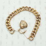 Engraved & Embossed Rose Gold Heart Lock Bracelet
