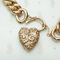 Engraved & Embossed Rose Gold Heart Lock Bracelet