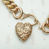 Engraved & Embossed Rose Gold Heart Lock Bracelet