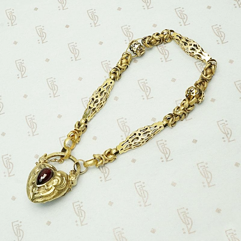 Unbelievable European Heart Lock Bracelet in 18k & Garnet