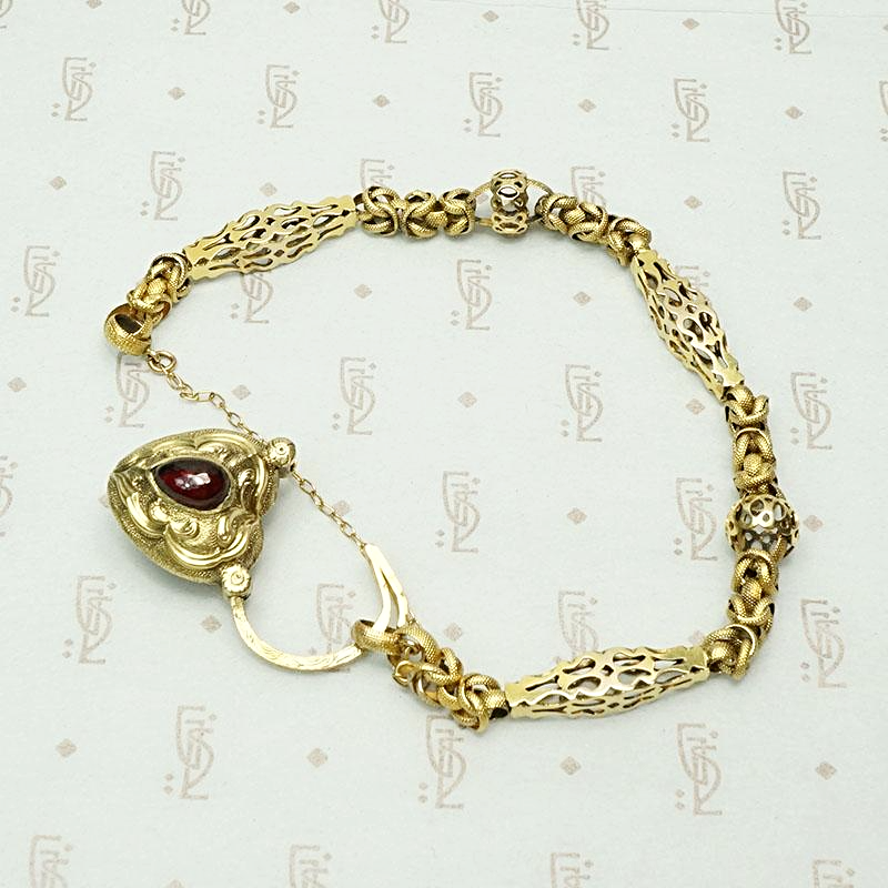 Unbelievable European Heart Lock Bracelet in 18k & Garnet