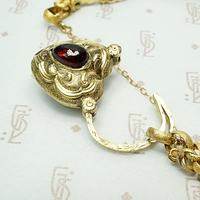 Unbelievable European Heart Lock Bracelet in 18k & Garnet
