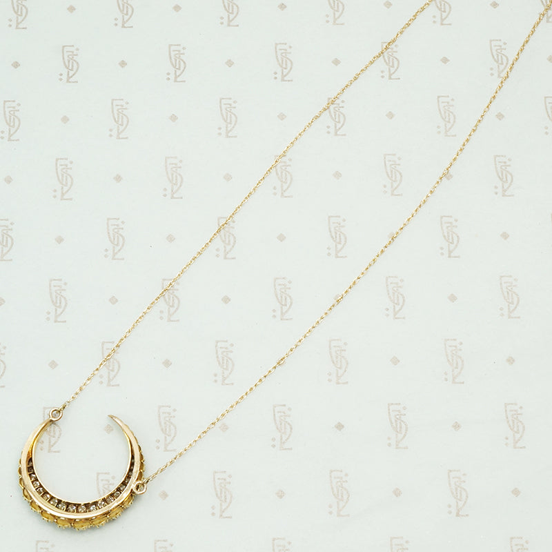 19th Century Diamond and Pearl Crescent Moon Necklace