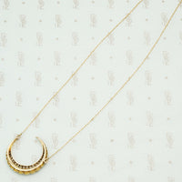 19th Century Diamond and Pearl Crescent Moon Necklace