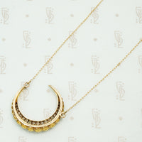 19th Century Diamond and Pearl Crescent Moon Necklace