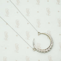 The White Gold Diamond Crescent Moon Necklace
