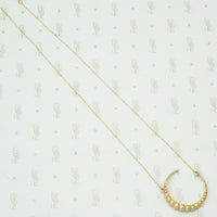 waning crescent moon pendant late Victorian in 18k yellow gold set with pearls necklace