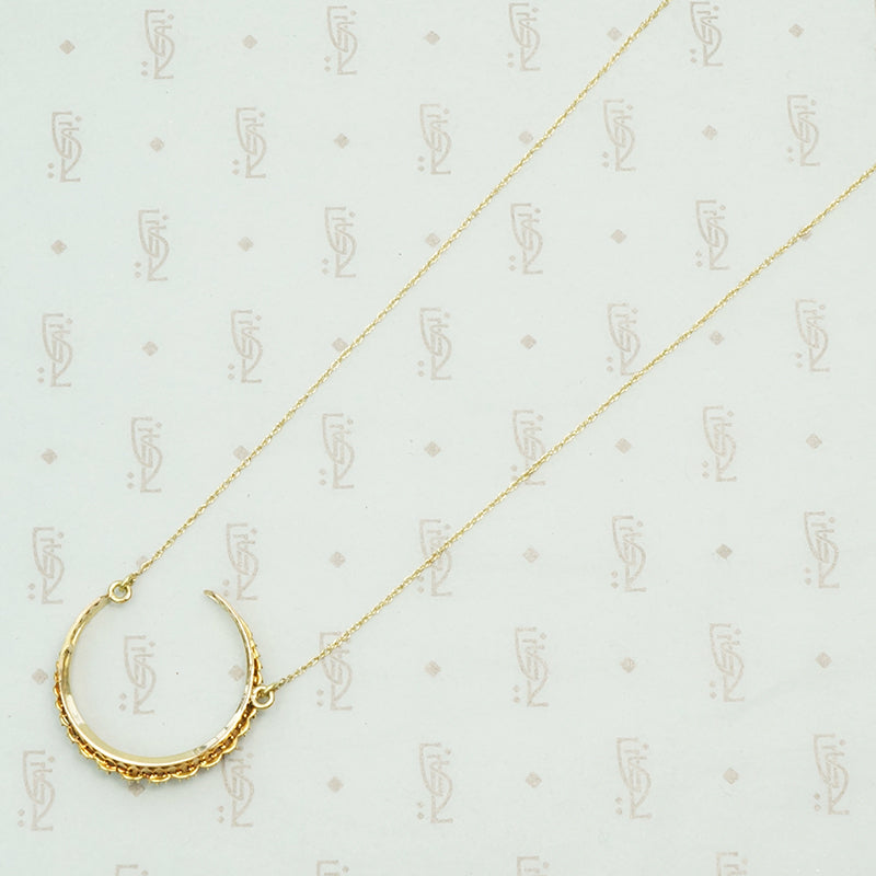 The 18k Gold and Pearl Crescent Moon Necklace