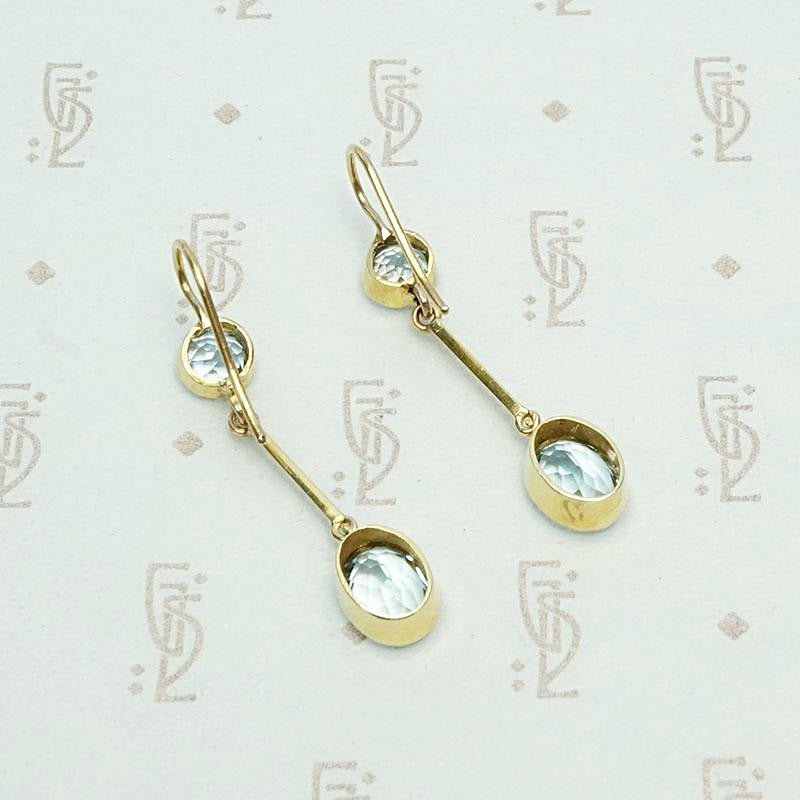 Pure Icy Aquamarine Drop Earrings in 15ct Gold