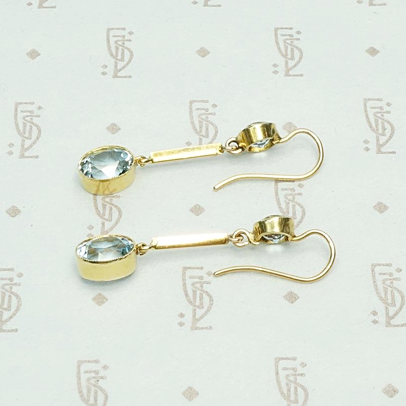 Pure Icy Aquamarine Drop Earrings in 15ct Gold, side view
