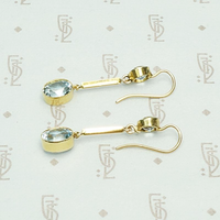 Pure Icy Aquamarine Drop Earrings in 15ct Gold, side view