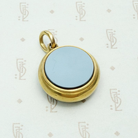 Banded Agate & Carnelian Locket with Lucky Four-Leaf Clover