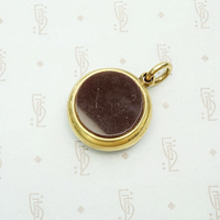 Banded Agate & Carnelian Locket with Lucky Four-Leaf Clover