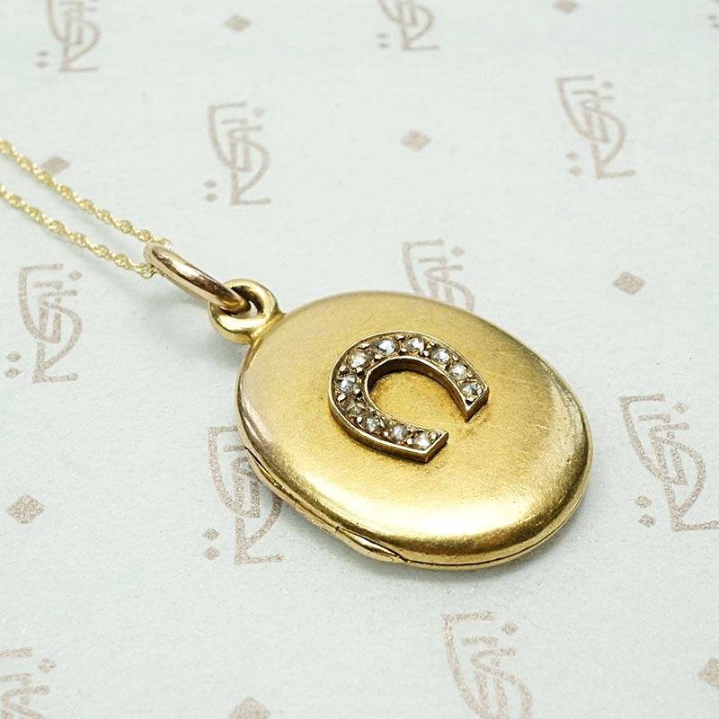 Elevated Victorian Horseshoe Locket, detail