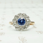 Charming Sapphire & Diamond Floral Cluster Ring