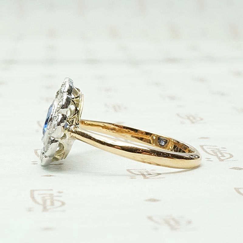Charming Sapphire & Diamond Floral Cluster Ring