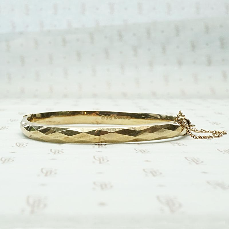 Faceted English Gold Bangle Bracelet