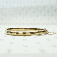 Faceted English Gold Bangle Bracelet