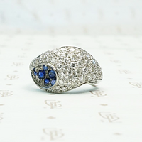 Unique Futuristic Diamond & Sapphire Cluster Ring