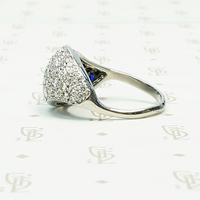 Unique Futuristic Diamond & Sapphire Cluster Ring, side view