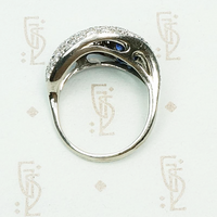 Unique Futuristic Diamond & Sapphire Cluster Ring, top view