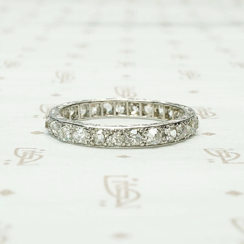 Elevated Old Mine Diamond Eternity Band in Platinum