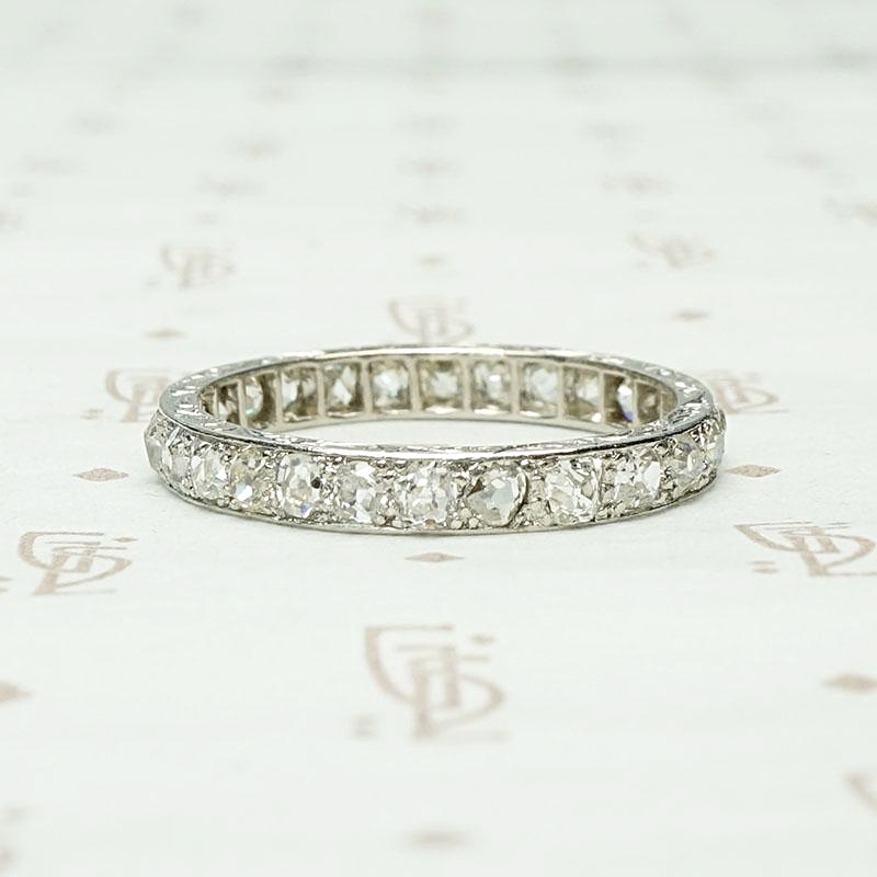 Elevated Old Mine Diamond Eternity Band in Platinum