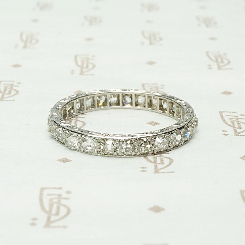 Elevated Old Mine Diamond Eternity Band in Platinum