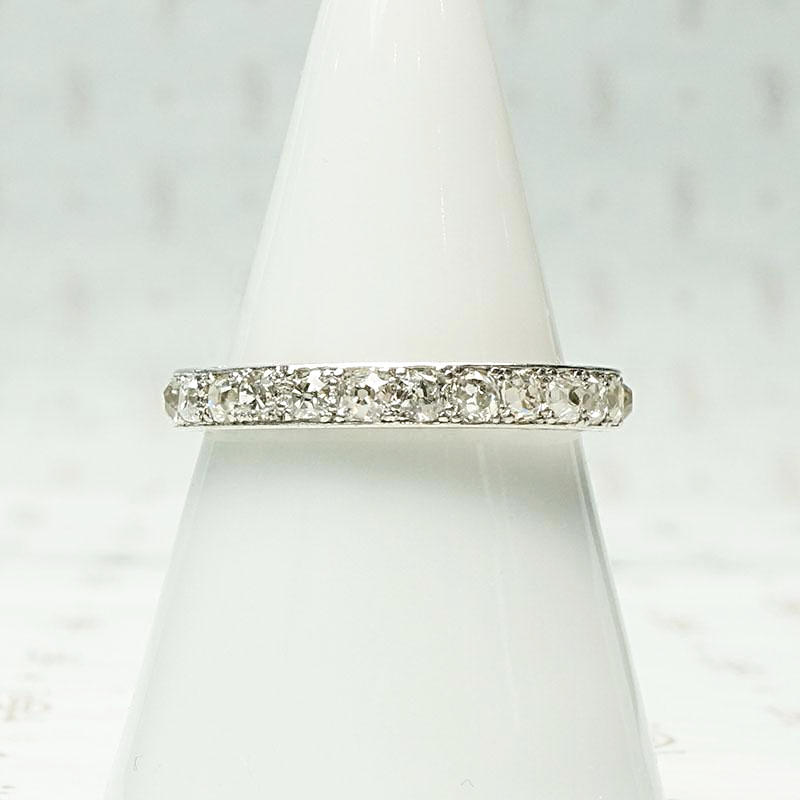 Elevated Old Mine Diamond Eternity Band in Platinum